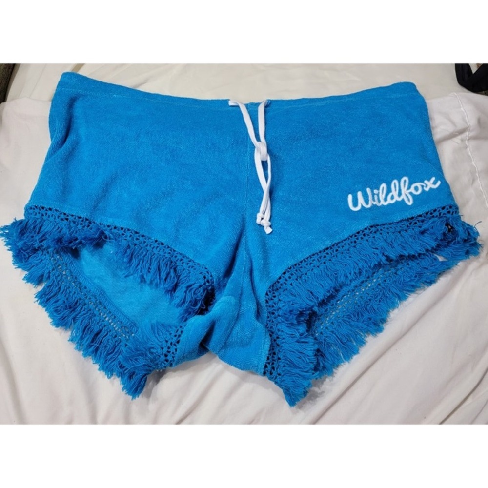 NWT Wildfox S Fringe Gym Shorts Fun Fox Beach Cooler 117346